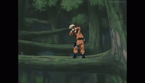 Gif of naruto hoppin on trees
